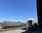 SF # 5021 Steam locomotive on left and Cal State RR Museum Excursion Train on right 